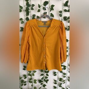 Women's Mustard Button-Up Blouse